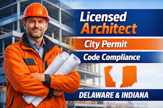 licensed architect, structural engineer, pe stamp in delaware and indiana
