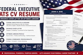 write federal executive ats CV resume enhance cover letter and optimize linkedin