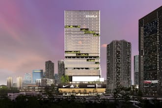 rebuild 3d highrise residential house, street view render, urban building layout