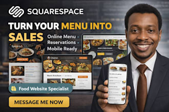 set up a squarespace food website with menu, ordering and reservations