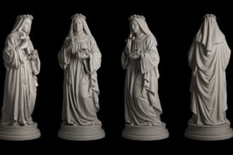 create realistic 3d sacre sculptures