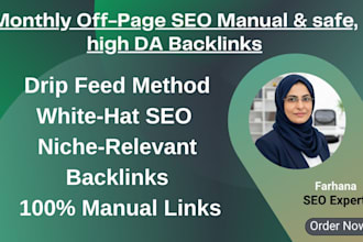 do monthly off page SEO with white hat authority backlinks