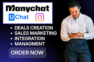develop manychat and uchat automation, instagram chatbot, social media business