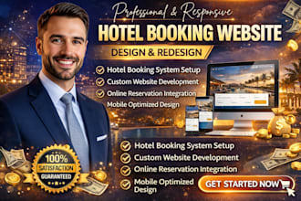create build luxury hotel flight tourism booking website property management