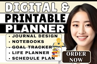 design, format a customized printable or digital planner in canva or PDF