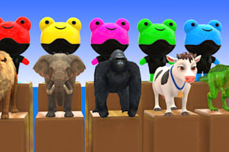 make 3d crossing fountain cartoon for kids paint animals game