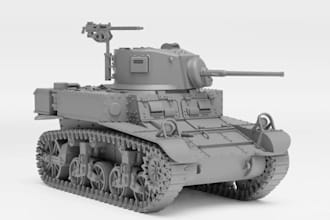 sculpt 3d tank model, historical wargaming tank miniature for 3d printing