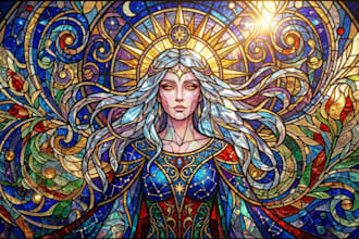 create stunning stained glass art and mosaic pattern glass illustration
