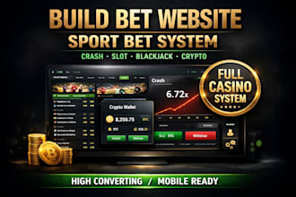 build gamble website, sport bet website, crypto bet app, crash game, blackjack
