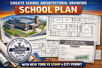 create school architectural drawing school plan with new york pe stamp and city