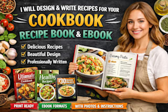 design, and write recipes for cookbook recipe book and ebook layout design