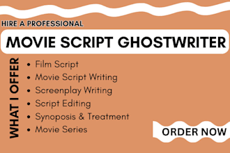 write a professional movie script, screenplay or tv pilot as your screen writer