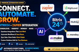 close bitrix24 zapier integration gohighlevel hubspot monday make ai automation