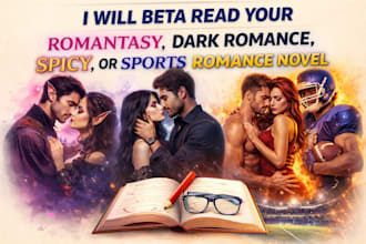 beta read your romantasy, dark romance, spicy, or sports romance novel