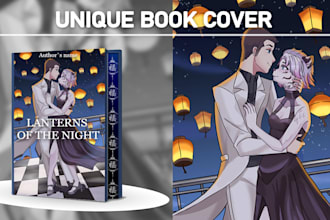 design illustrated romance book cover for you