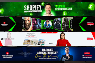 design a youtube banner, facebook cover and twitter header