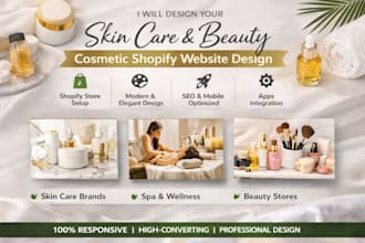 design skin care website beauty website cosmetic shopify store spa website