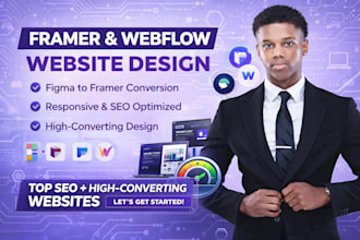 design redesign framer webflow landing page figma to framer website design seo