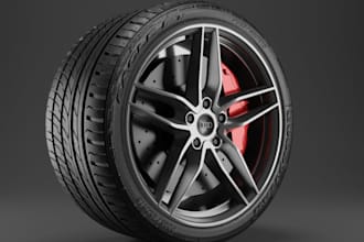 realistic 3d tyre, wheel for automotive website,cnc manufacture,3d product,brake