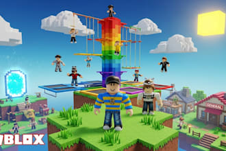 build a complete full game creation, roblox map, roblox scripts, 3d model, gui