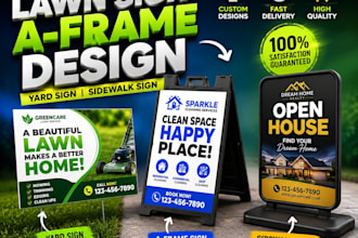 design luxury yard sign, lawn sign, sidewalk sign, sandwich board, a frame sign