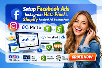 setup facebook ads instagram meta pixel and shopify face book ads business page