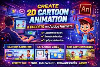 create stunning 2d cartoon animation videos and puppet using adobe animate