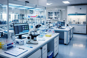 design medical laboratory clinic, reception pharmacy, cgi render and animation
