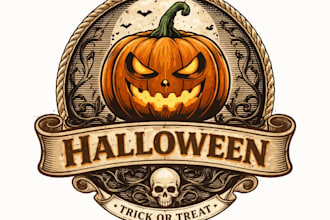 design high quality halloween pumpkin mascot logo with t shirt design