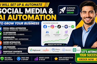 social media ai automation gohighlevel zapier integration ads manager manychat