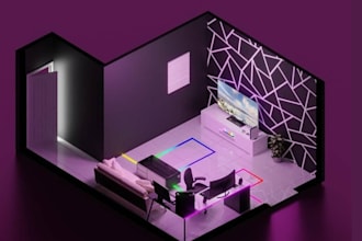 design 3d isometric gaming streaming room 3d isometric environment 3d interior