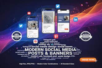 design modern social media posts, banner ads for instagram, facebook or linkedin