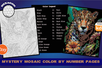 create custom color by number mystery mosaic pages