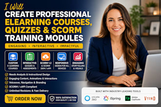 create professional elearning courses, quizzes and scorm training modules