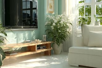 create a realistic ai living room interior design