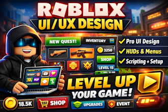 design professional roblox UI UX, game UI, animations, scripted interfaces