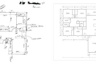 convert hand sketch to autocad 2d cad drawing