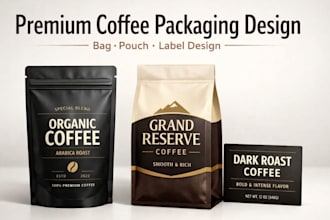 design premium coffee packaging labels bags and pouch