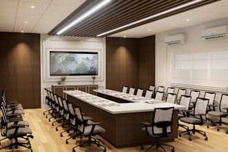 render conference hall,office layout plan, commercial interior,co working render