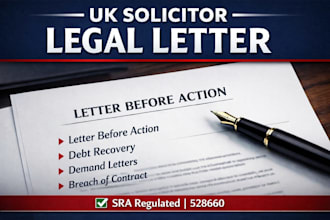 uk solicitor letter before action debt recovery and legal demand letter