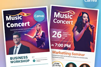 design clean and professional event posters in canva