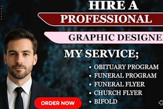 obituary program, funeral program, funeral flyer, bifold, trifold