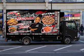 create food truck, food trailer, food stall, stand, food cart wrap design