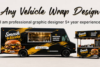 create food truck, food trailer, food stall, stand, food cart wrap design