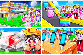 create a pro tycoon game icon and thumbnail for roblox