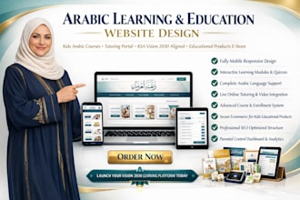develop educational arabic learning website kids tutoring portal course store