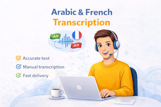 transcribe arabic or french audio to text manually