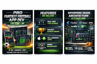 develop fantasy football app, football website, live score app, football app