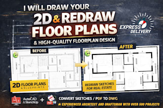 be your architect for 2d floor plan, redraw and autocad drafting