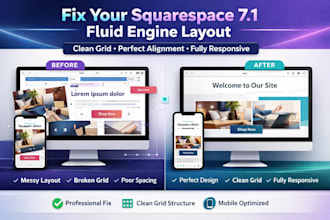 redesign your squarespace website and fix fluid engine layout and grid issues